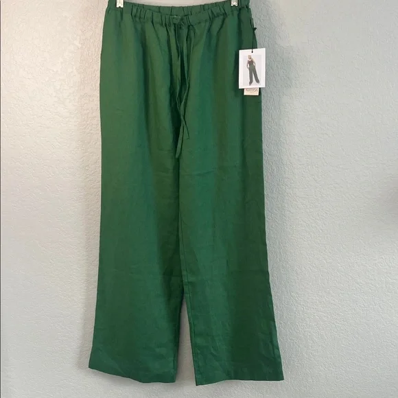 NWT NATION LTD Lucia Tie Waist Pants In Green. Size M - Picture 2 of 13